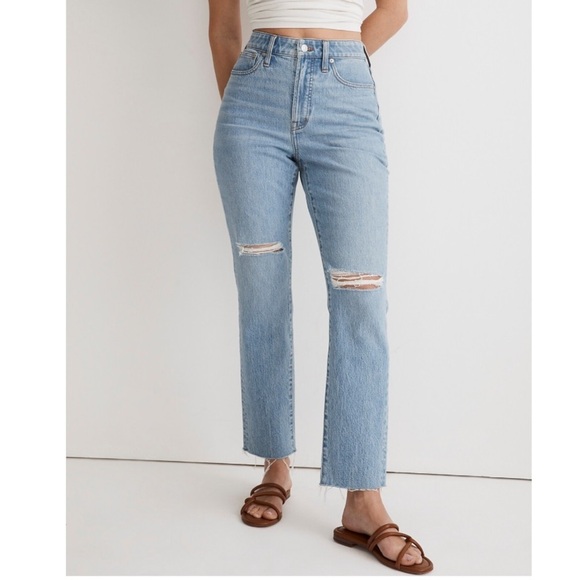 Madewell Denim - Madewell Curvy Perfect Vintage Jeans Bradwell Wash Raw Fray Hem Distressed Sz 27